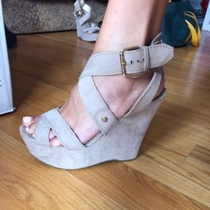Beige Suede Wedges by GUESS